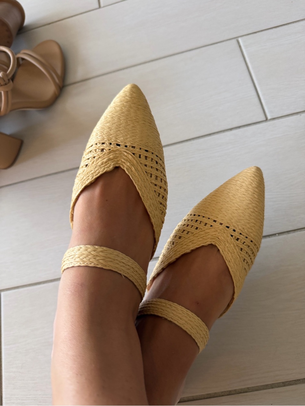 Dolce Vita Braided Pointed-Toe Flats in Mustard